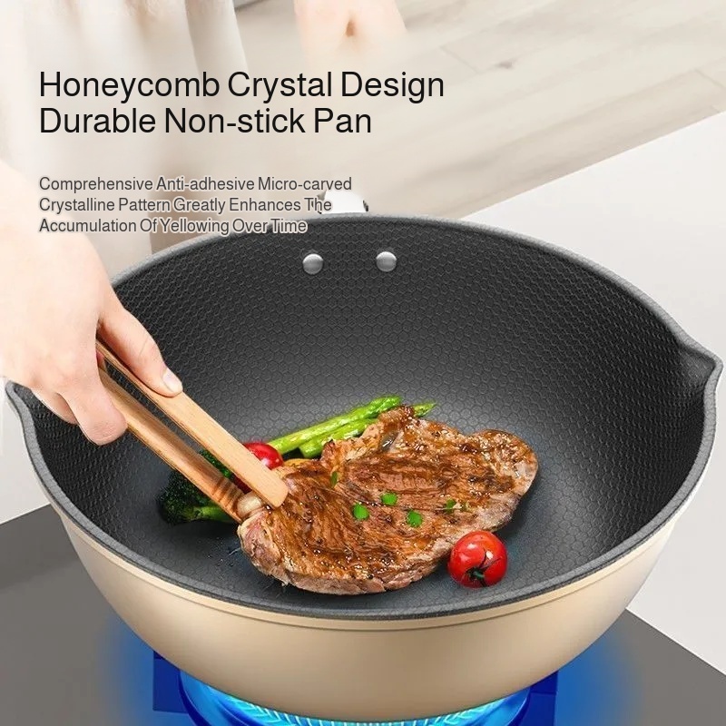 【논스틱 프라이팬】벌집 패턴 논스틱 웍 - 모든 스토브 - Wok Carbon Steel 리뷰 및 가격