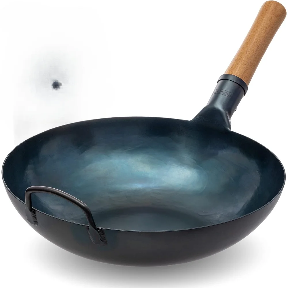 평평한 바닥 웍 팬 - 13.5인치 블루 탄소강 웍 - - Wok Carbon Steel 리뷰 및 가격